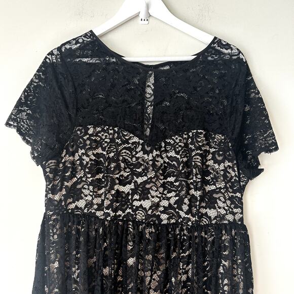 Torrid Black Lace Illusion Neck Skater Dress Size 1X Plus NWT Fit & Flare Party - Picture 3 of 10